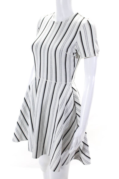 Opening Ceremony Womens Striped Crew Neck Short Sleeve A-Line Dress White Size S