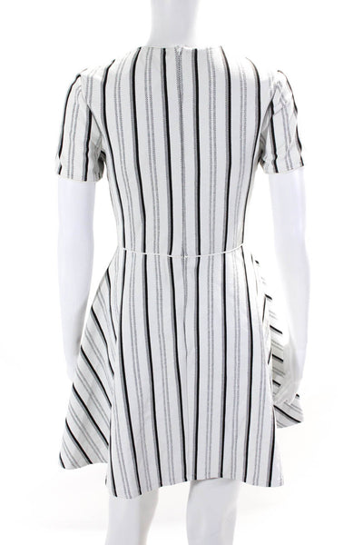 Opening Ceremony Womens Striped Crew Neck Short Sleeve A-Line Dress White Size S