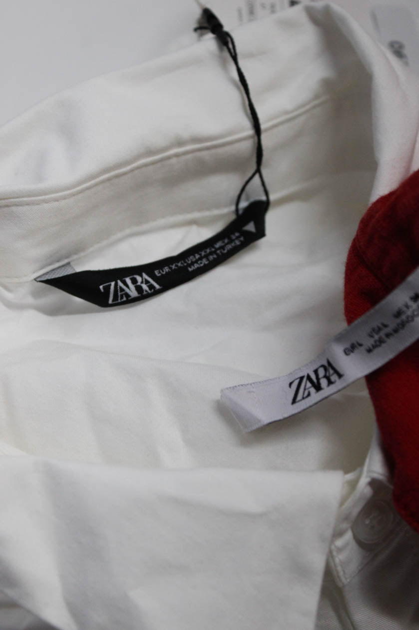 Zara Womens Sleeveless Mini Shirt Dress Red White Size XXL Large