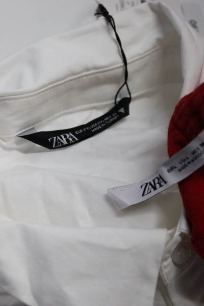 Zara Womens Sleeveless Mini Shirt Dress Red White Size XXL Large Lot 2