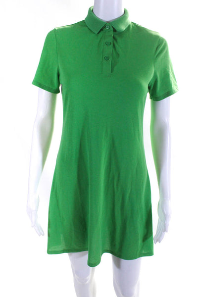 Outdoor Voices Womens Short Sleeved Collared Polo Shirt Short Dress Green Size S