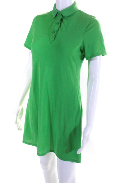 Outdoor Voices Womens Short Sleeved Collared Polo Shirt Short Dress Green Size S