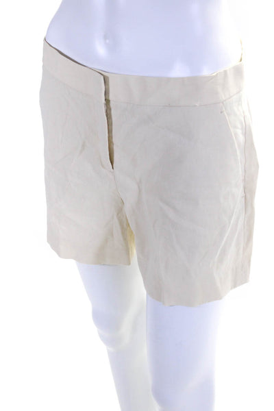Theory Womens Linen Thin Casual Flat Front High Rise Chino Shorts Tan Size 4