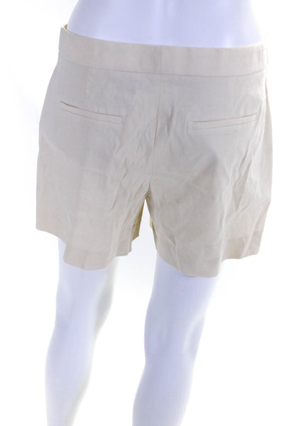 Theory Womens Linen Thin Casual Flat Front High Rise Chino Shorts Tan Size 4