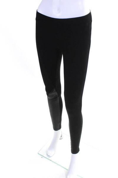 Pure DKNY Women's Leather Trim Ankle Leggings Black Size XS