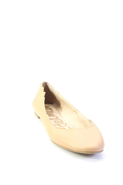 Sam Edelman Women's Round Toe Scalloped Ballet Flats Beige Size 6.5