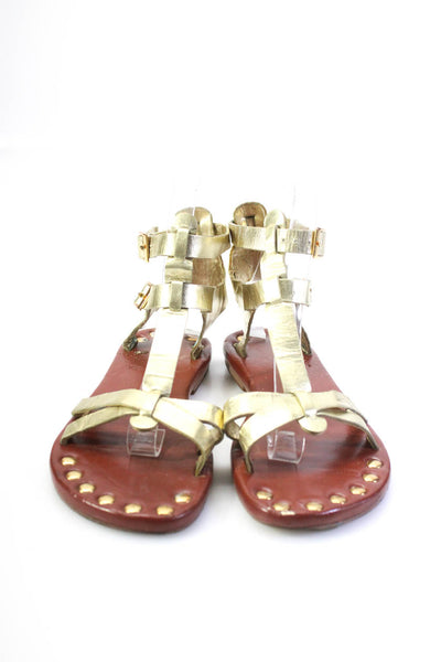 Matt Bernson Women's Ankle Strap Flat Sandals Gold Size 6