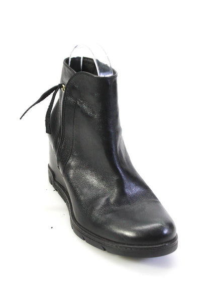 Eric Michael Women's Side Zip Wedge Heel Ankle Boots Black Size 36