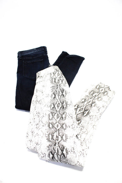 Zara Women's High Waist Five Pockets Skinny Pant White Snake Print Size 6 Lot 2