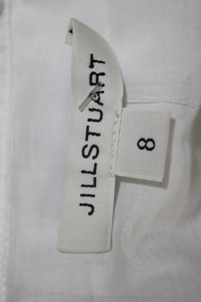 Jill Stuart Women's Round Neck Long Sleeves Button Down Blouse White Size 8