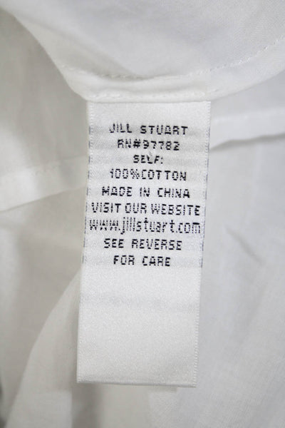 Jill Stuart Women's Round Neck Long Sleeves Button Down Blouse White Size 8