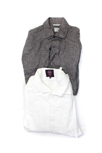 Charles Tyrwhitt Culturata Mens Button Down Shirts White Gray Size 16.5 15 Lot 2