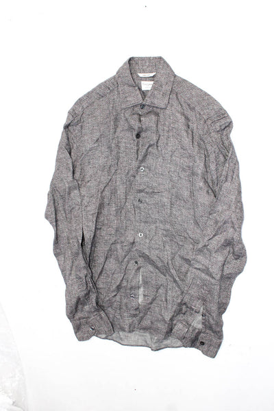 Charles Tyrwhitt Culturata Mens Button Down Shirts White Gray Size 16.5 15 Lot 2