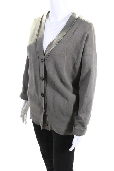 One Grey Day Women's Long Sleeve Button Down Cardigan Sweater Green Size M
