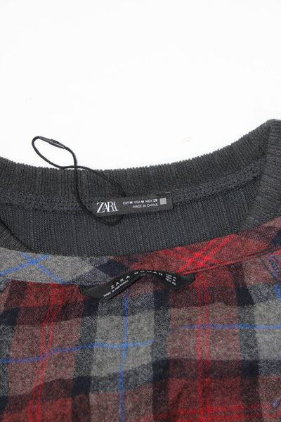 Zara Woman Zara Womens Long Sleeve Knit Shirts Tops Multicolor Gray Size M Lot 2