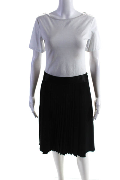 Theory Womens Wool High-Waist Unlined Pleated Knee Length Skirt Black Size 6