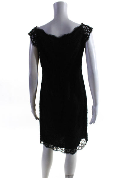 Lauren Ralph Lauren Womens Lace Floral Cap Sleeve Zip Sheath Dress Black Size 6