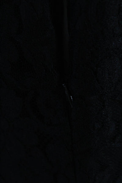 Lauren Ralph Lauren Womens Lace Floral Cap Sleeve Zip Sheath Dress Black Size 6