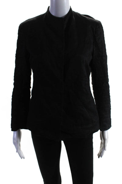 Emanuel Emanuel Ungaro Womens Long Sleeve Button-Up Jacket Black Size 6 Petite