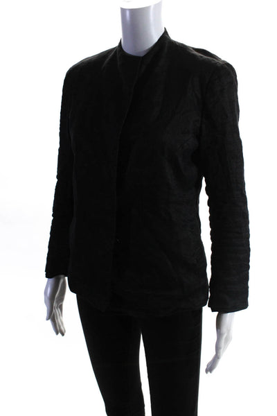 Emanuel Emanuel Ungaro Womens Long Sleeve Button-Up Jacket Black Size 6 Petite