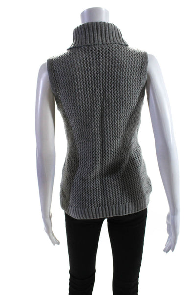 Intermix Womens Wool Cable Knit Cut Out Turtleneck Sweater Vest Gray Size M