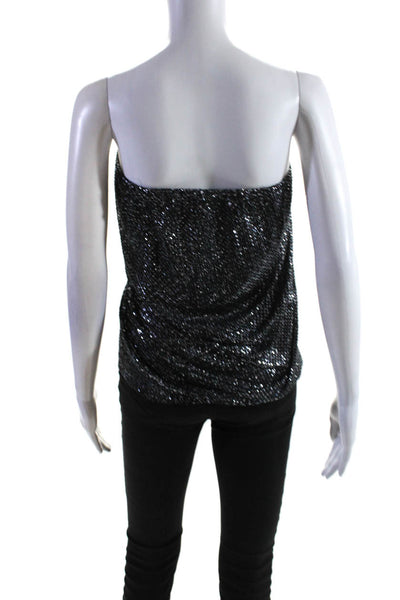 Theory Womens Sequin Embellished Asymmetrical Neck Strapless Top Black Size S
