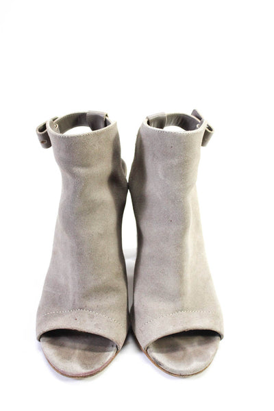 Vince Womens Suede Open Toe Slingbacks Ankle Boots Gray Size 8.5 Medium