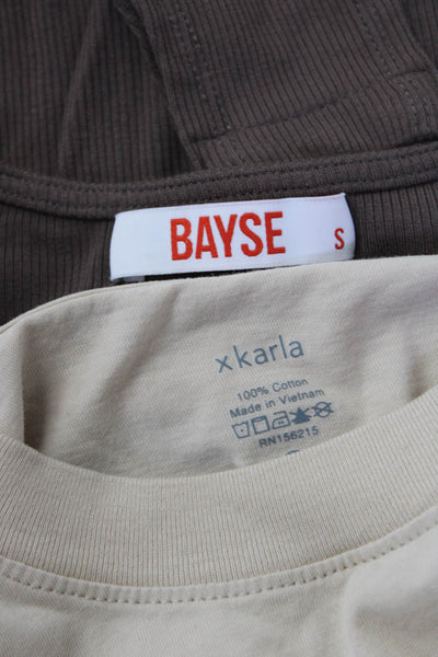 xkarla Bayse Womens Ribbed Bodysuit Crop Top Tee Shirt Size Small Medium Lot 2