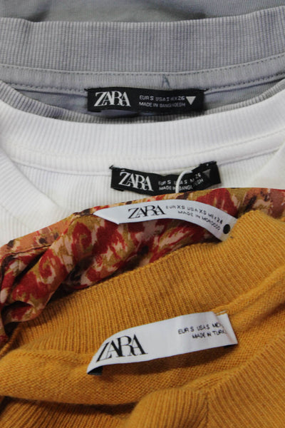 Zara Womens Long Sleeve Crop Tee Shirt Blouse Sweater Size XS Small Lot 4