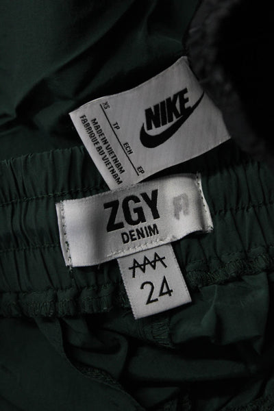 Nike ZGY Denim Womens Grid Print Windbreaker Pants Gray Green Size 24 XS Lot 2