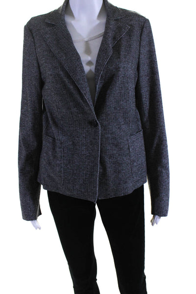 Kal Rieman Womens Striped Textured Buttoned Collared Blazer Gray Size M