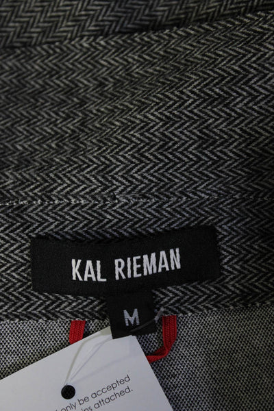 Kal Rieman Womens Striped Textured Buttoned Collared Blazer Gray Size M