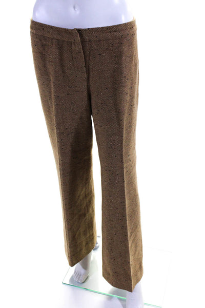 Trina Turk Women's Wool Mid Rise Wide Leg Trouser Pants Brown Size 12