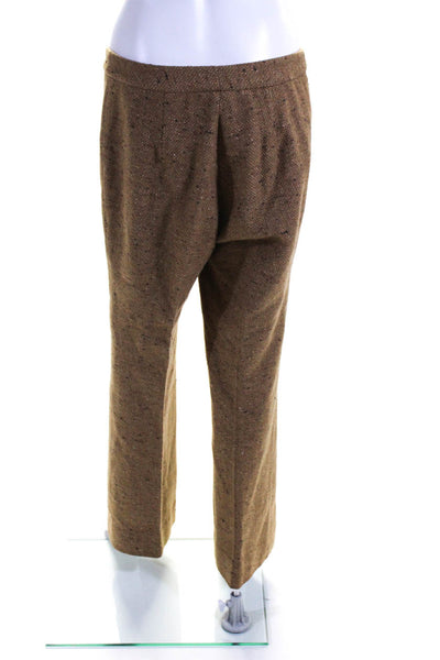 Trina Turk Women's Wool Mid Rise Wide Leg Trouser Pants Brown Size 12