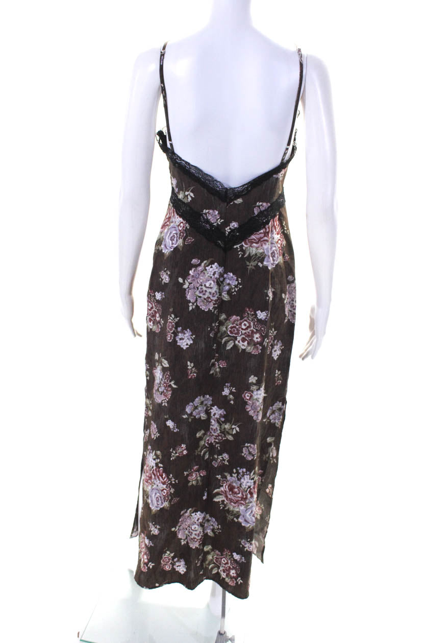 Hu0026M x Brock Collection Womens Lace Trim Floral Midi Slip Dress Brown S -  Shop Linda's Stuff