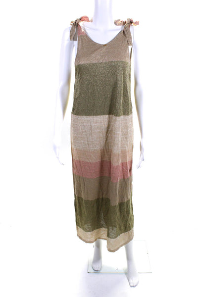 PQ Womens Knit Metallic Colorblock Print Split Hem Tank Dress Multicolor Size M
