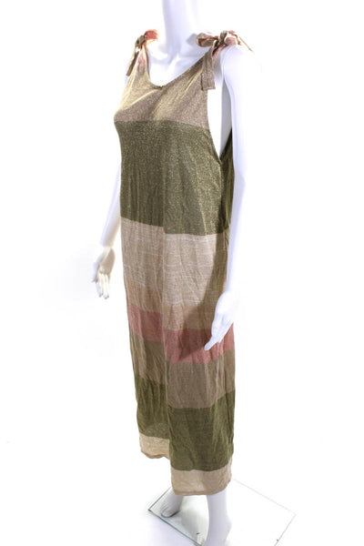 PQ Womens Knit Metallic Colorblock Print Split Hem Tank Dress Multicolor Size M