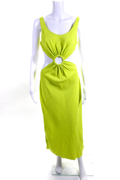 Solid & Striped Womens Jersey Knit Cut Out Scoop Neck Dress Neon Green Size XL