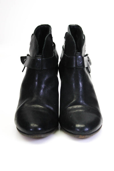 Rag & Bone Womens Leather Cap Toe Double Strap Ankle Boots Black Size 8.5US 38.5