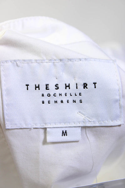 The Shirt Womens Short Ruffled Sleeve Ruched Hem Button Up Shirt White Size M
