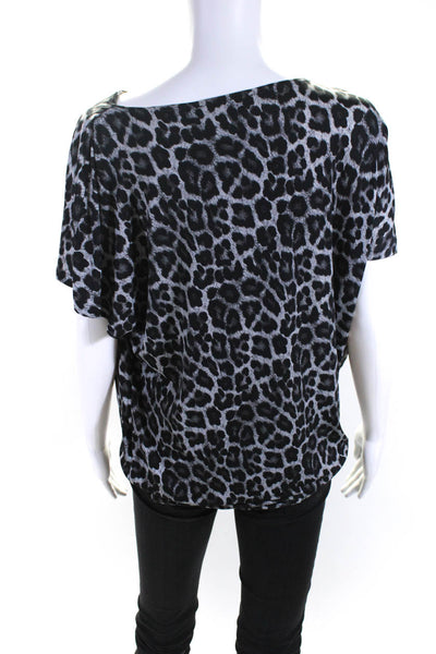 Michael Michael Kors Womens Jaguar Print Cowl Neck Tunic Blouse Top Gray Size M
