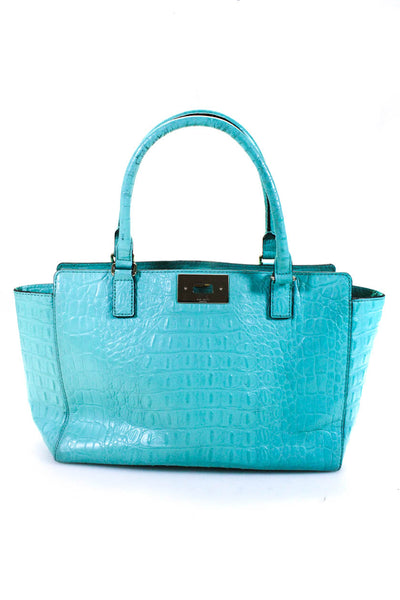 Kate Spade Women's Top Handle Texture Latch Closure Tote Handbag Blue Size M