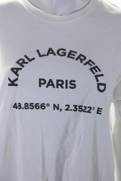 Karl Lagerfeld Women's Cotton Short Sleeve Graphic T-shirt White Size L