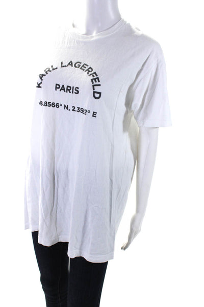 Karl Lagerfeld Women's Cotton Short Sleeve Graphic T-shirt White Size L