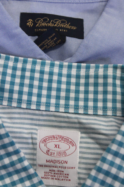 Brooks Brothers Mens Cotton Check Print Buttoned Collar Tops Blue Size XL Lot 2
