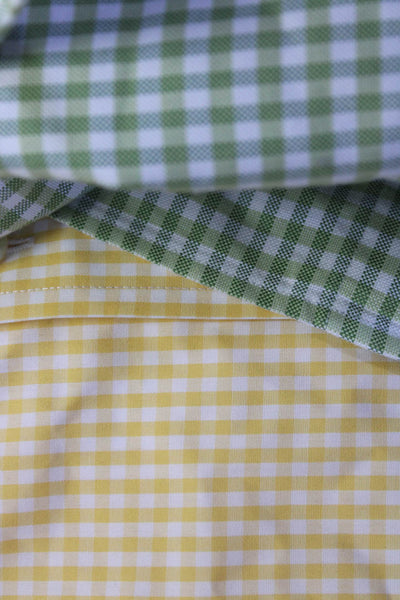 Brooks Brothers Mens Cotton Check Print Button Collar Tops Yellow Size XL Lot 2