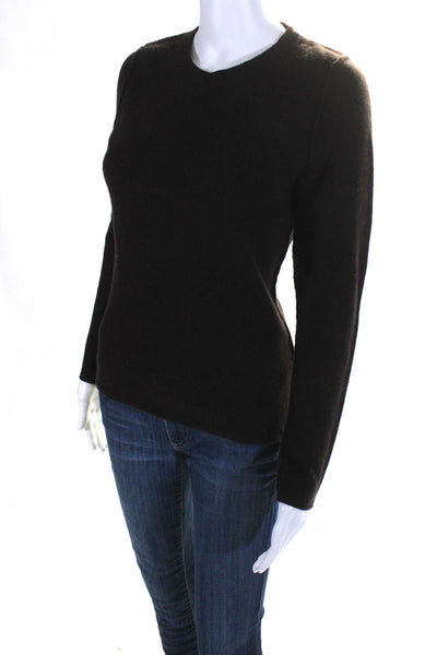 Sutton Cashmere Womens Cashmere Knit Long Sleeve Crewneck Sweater Brown Size M