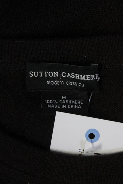Sutton Cashmere Womens Cashmere Knit Long Sleeve Crewneck Sweater Brown Size M