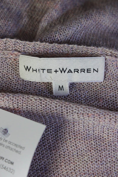 White + Warren Womens Long Sleeve V Neck Knit Sweatshirt Pink Linen Size Medium