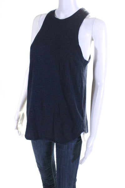 360 Sweater Womens Scoop Neck Knit Tank Top Blue Cotton Size Medium